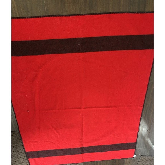 Source Unknown Other - Red And Black Stripe Wool Blanket 53x67"Vintage